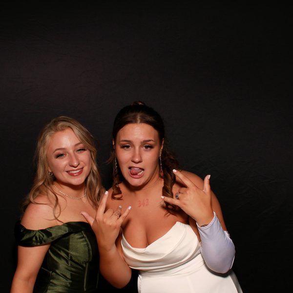 Bride and friends in a PicPop photo booth. Indio CA wedding reception